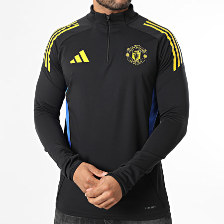 Adidas Sportswear - Tee Shirt Manches Longues Col Zippé Manchester United JP3143 Noir