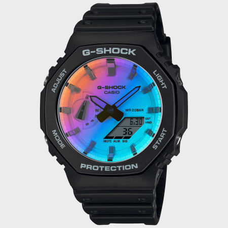 G-Shock - Montre G-Shock GA-2100SR-1AER Noir Bleu Rose Orange Iridescent