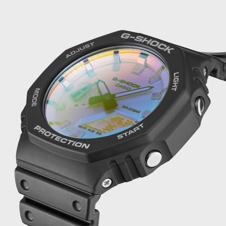 G-Shock - Montre G-Shock GA-2100SR-1AER Noir Bleu Rose Orange Iridescent