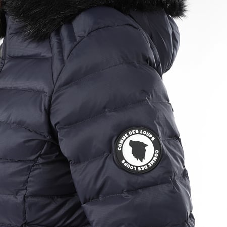 Comme Des Loups - Chaqueta de pluma cálida con capucha Victoria Azul Marino Negro Mujer
