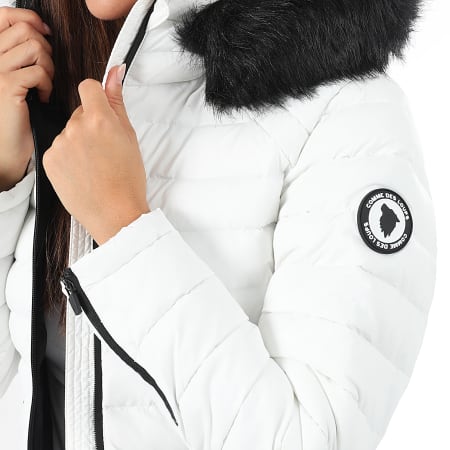 Comme Des Loups - Chaqueta de pluma cálida con capucha Victoria Mujer Blanco Negro