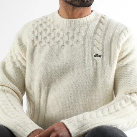 Lacoste - Pull Relaxed Fit Logo Brodé Crocodile Beige