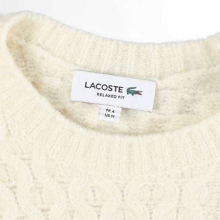 Lacoste - Pull Relaxed Fit Logo Brodé Crocodile Beige