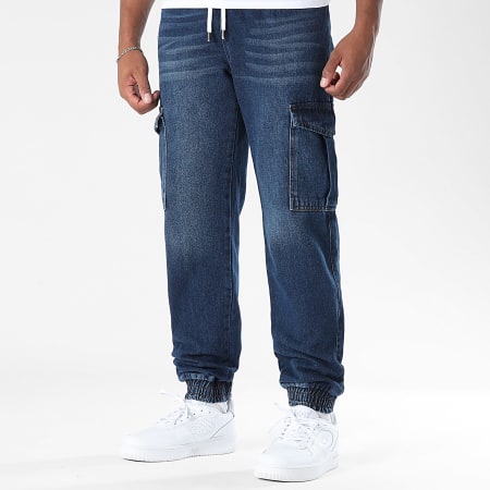 LBO - Pantalón Jogger Jean Cargo Fit Relajado 4015 Azul Bruto
