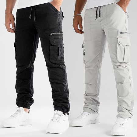 LBO - Lote de 2 pantalones cargo 0173 0504 Negro Gris