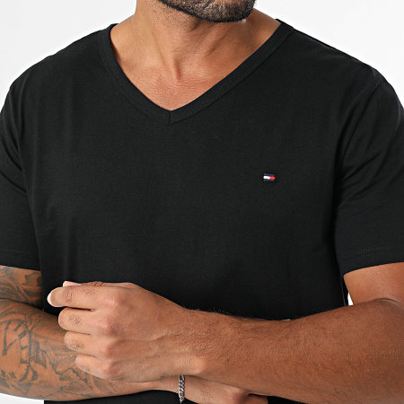 Tommy Hilfiger - Lot De 6 Tee Shirts Col V Signature 3637 Noir Blanc Gris Chiné