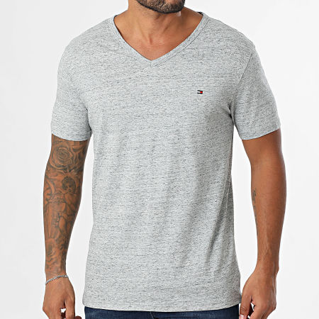 Tommy Hilfiger - Lot De 6 Tee Shirts Col V Signature 3637 Noir Blanc Gris Chiné