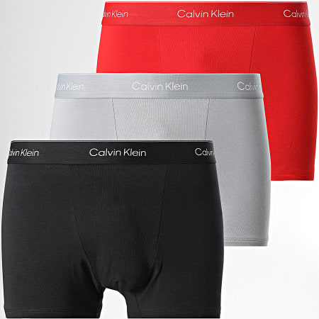 Calvin Klein - Juego De 3 Boxers 4566 Rojo Gris Claro Negro