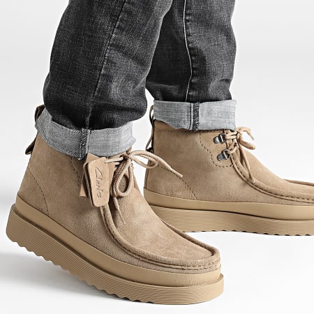 Clarks - Wallabee FTR2 Hi Dark Sand Suede Shoes - Ryses
