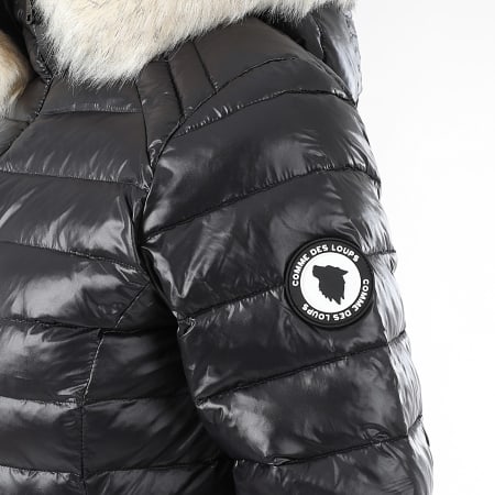 Comme Des Loups - Chaqueta de pluma cálida con capucha Victoria Women's Black White