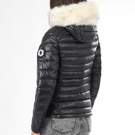 Comme Des Loups - Chaqueta de pluma cálida con capucha Victoria Women's Black White