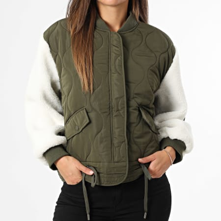 Deeluxe - Veste Zippée Femme Jaylina Vert Kaki Blanc
