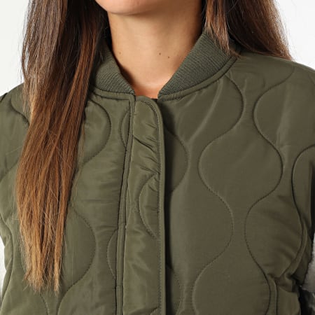 Deeluxe - Veste Zippée Femme Jaylina Vert Kaki Blanc