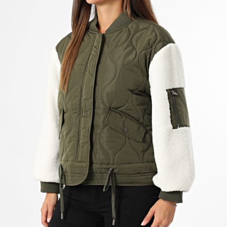 Deeluxe - Veste Zippée Femme Jaylina Vert Kaki Blanc