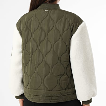 Deeluxe - Veste Zippée Femme Jaylina Vert Kaki Blanc
