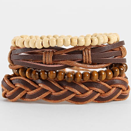Deeluxe - Lot De 4 Bracelets Morpho 05V9800M Camel Marron Beige