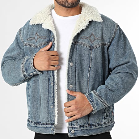 Levi's Giacca di jeans con colletto in pelle di pecora dal