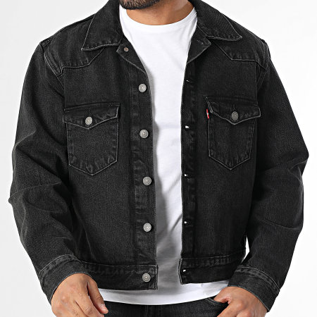 Denim Levis Men Black Solid Tailored Jacket Levi's Relaxed Fit