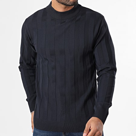 Classic Series - Pull Col Cheminée 101 Bleu Marine