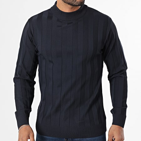 Classic Series - Pull Col Cheminée 101 Bleu Marine