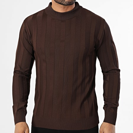 Mackten - Pull Col Cheminée 101 Marron