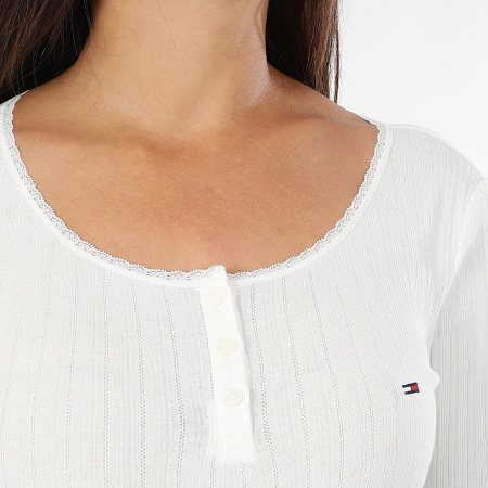 Tommy Jeans - Tee Shirt Manches Longues Femme Irregular Rib 1575 Blanc
