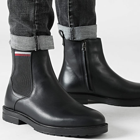 Tommy Hilfiger - Chelsea Boots Cleated Hilfiger Leather Chelsea 728 Black