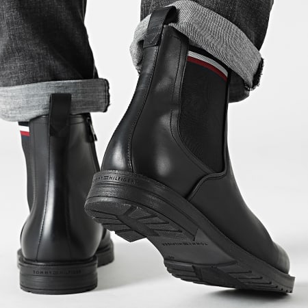 Tommy Hilfiger - Chelsea Boots Cleated Hilfiger Leather Chelsea 728 Black