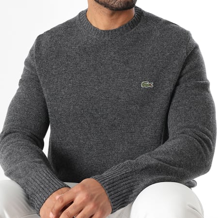 Lacoste - Pull Classic Fit Logo Brodé Crocodile Gris Anthracite Chiné