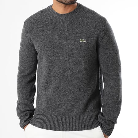Lacoste - Pull Classic Fit Logo Brodé Crocodile Gris Anthracite Chiné