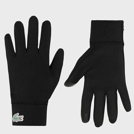 Lacoste - Gants Logo Crocodile Noir
