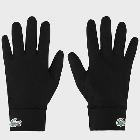 Lacoste - Gants Logo Crocodile Noir
