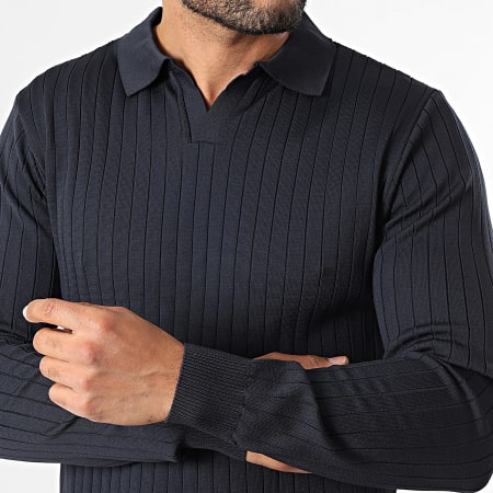 Mackten - Pull Col V 100 Bleu Marine