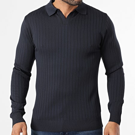 Mackten - Pull Col V 100 Bleu Marine