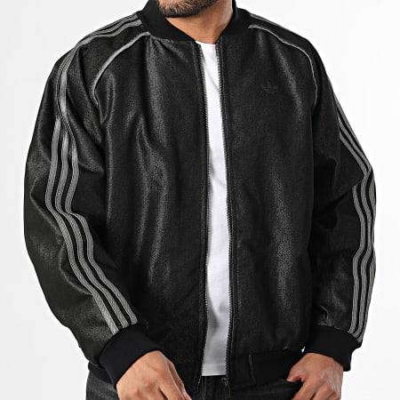 Adidas Originals - Veste Zippée A Bandes Denim JY2796 Noir