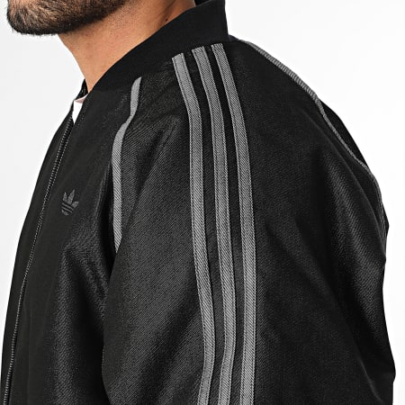 Adidas Originals - Veste Zippée A Bandes Denim JY2796 Noir