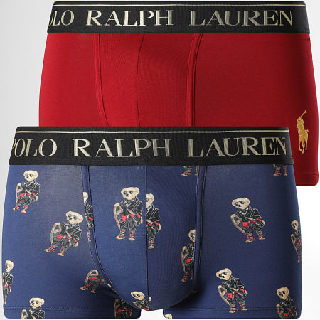 Polo Ralph Lauren - Lot De 2 Boxers Polo Bear Bleu Marine Rouge Noir Doré