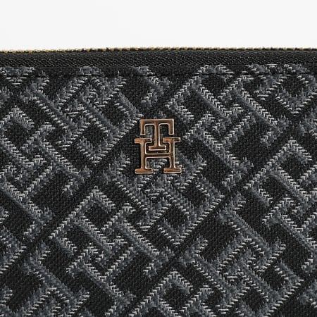 Tommy Hilfiger - Portefeuille Femme Icon Large Jacquard 7956 Bleu Marine Doré