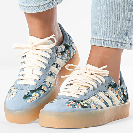 Adidas Originals - Zapatillas Mujer Sambae W JQ6046 Crème Blanca Tactile Azul Dorado Metálico