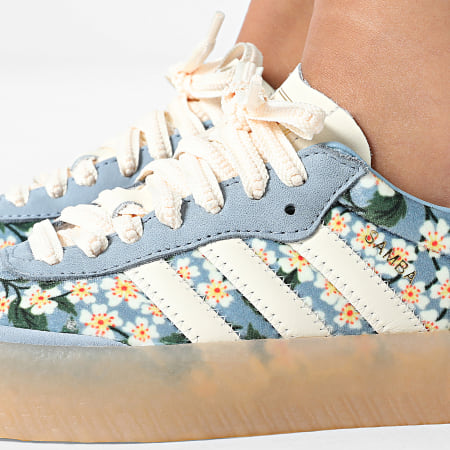 Adidas Originals - Zapatillas Mujer Sambae W JQ6046 Crème Blanca Tactile Azul Dorado Metálico