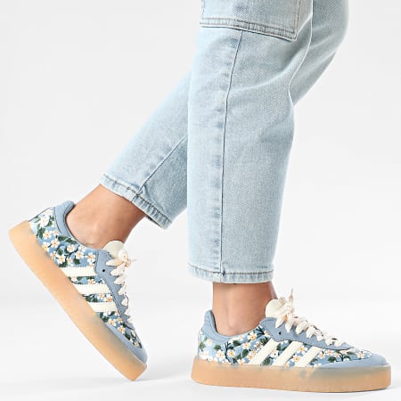 Adidas Originals - Zapatillas Mujer Sambae W JQ6046 Crème Blanca Tactile Azul Dorado Metálico