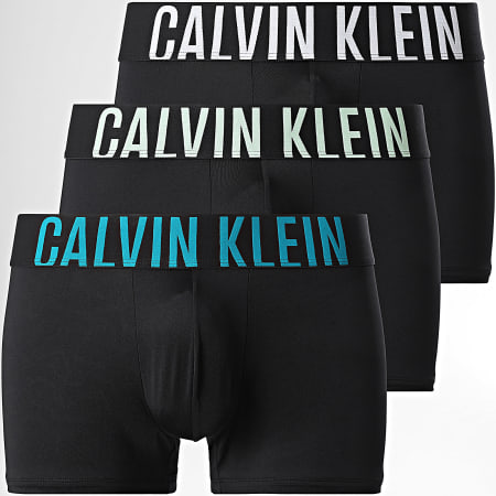 Calvin Klein - Lote de 3 bóxers Intense Power 3775 Negro Verde claro Azul pato Blanco