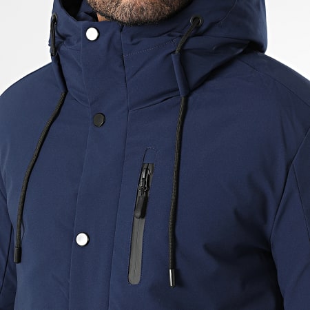 Kymaxx - Parka Capuche Unie Bleu Marine