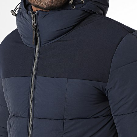 Kymaxx - Doudoune Capuche Unie Bleu Marine