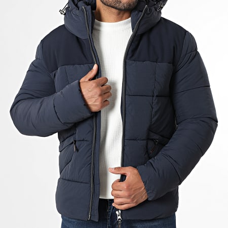 Kymaxx - Doudoune Capuche Unie Bleu Marine