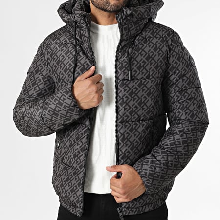 Kymaxx - Doudoune Capuche Gris Anthracite Noir