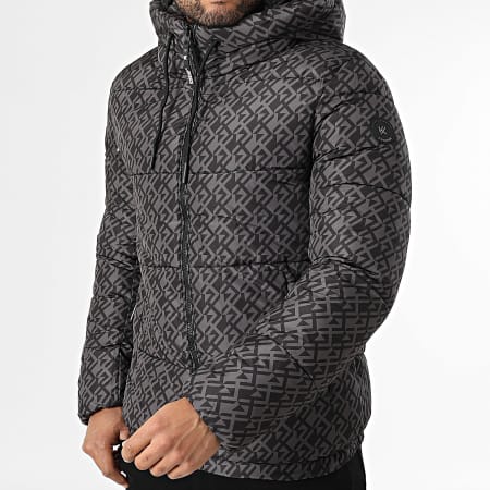 Kymaxx - Doudoune Capuche Gris Anthracite Noir