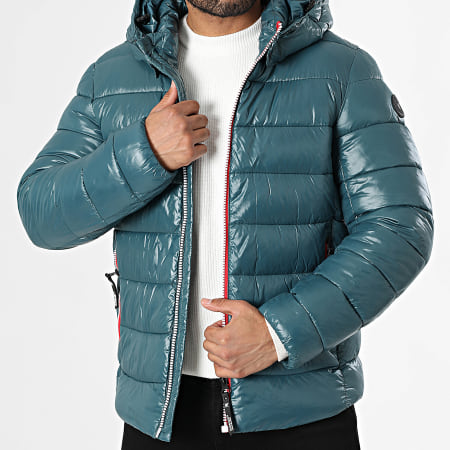 Kymaxx - Chaqueta con capucha azul pato