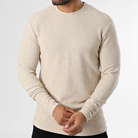 KZR - Tee Shirt Manches Longues Rib 061 Beige Chiné