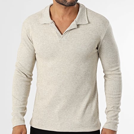 KZR - Polo de manga larga 063 Beige Chiné